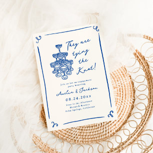 Invitation Fête de fiançailles Navy Blue aux dessins fantaisi