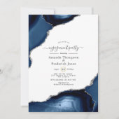 Invitation Fête de fiançailles Navy et Agate argentée (Devant)