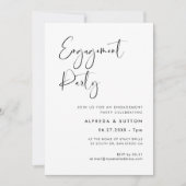 Invitation Fête de fiançailles noir et blanc élégant et moder (Devant)