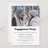 Invitation Fête de fiançailles noir et blanc rétro (Devant)