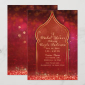 Invitation Fête de fiançailles Nuits arabes marocaines Rouge  (Devant / Derrière)