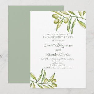 Invitation Fête de Fiançailles Olives Italiennes Botanique d'