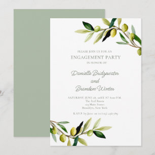 Invitation Fête de Fiançailles Olives Italiennes Botanique d'