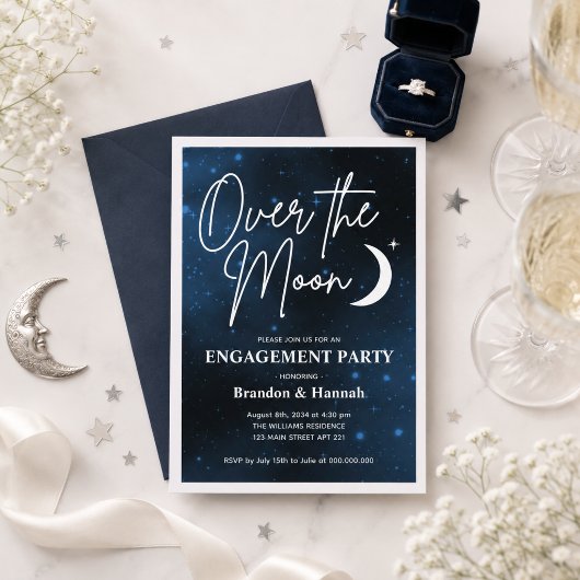 Invitation Fête de Fiançailles Over The Moon