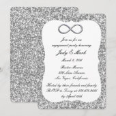 Invitation Fête de fiançailles Paillettes d'argent Infinity (Devant / Derrière)