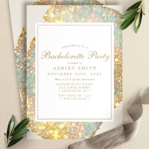 Invitation Fête de Fiançailles Paillettes Iridescentes Modern