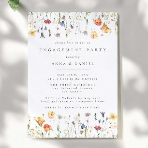 Invitation Fête de fiançailles Pastel Boho Wildflower