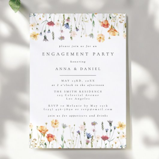Invitation Fête de fiançailles Pastel Boho Wildflower