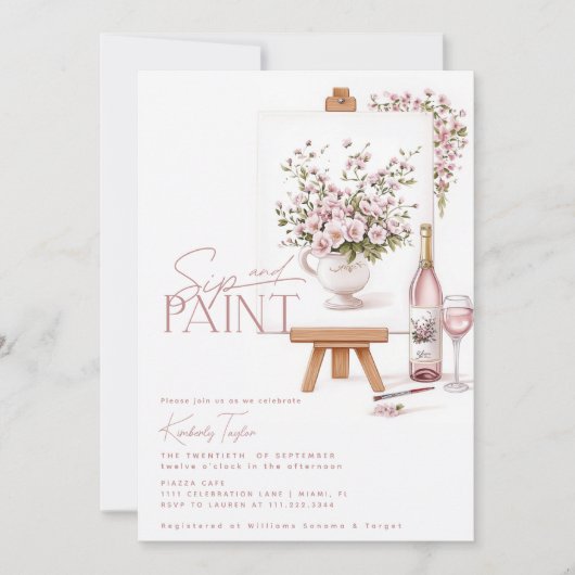 Invitation Fête de Fiançailles 'Peinture et Boisson' (Devant)