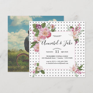 Invitation Fête de Fiançailles Photo Florale Rétro