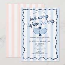 Fête de Fiançailles Pickleball Bach Rayures Rétro