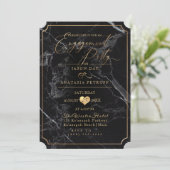 Invitation Fête de fiançailles PixDezine Marbre/Or faux (Debout devant)