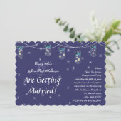 Invitation Fête de fiançailles pot Mason fleur jaune aqua mar (Debout devant)