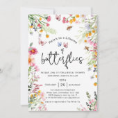 Invitation Fête de Fiançailles Printanière Papillon Fleurs Sa (Devant)