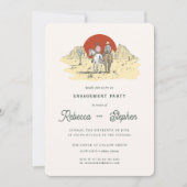 Invitation Fête de fiançailles rétro Désert occidental | Boho (Devant)