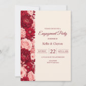 Invitation Fête de fiançailles Rose Rouge (Devant)
