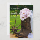 Invitation Fête de fiançailles roses rustiques Cowboy Boots (Devant)