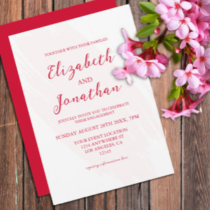 Invitation Fête de Fiançailles Rouge Cerise