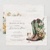 Invitation Fête de Fiançailles Rustique à Bulles avec Bottes (Devant / Derrière)