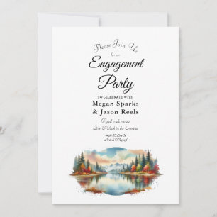 Invitation Fête de Fiançailles Rustique au Bord d'un Lac en F