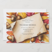 Invitation Fête de Fiançailles Rustique avec Feuilles d'Autom (Devant)