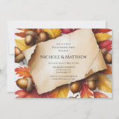 Invitation Fête de fiançailles rustique avec feuilles d'autom (Devant)