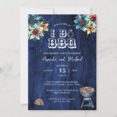 Invitation Fête de Fiançailles Rustique Bleu Bois I Do BBQ (Devant)