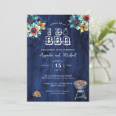 Invitation Fête de Fiançailles Rustique Bleu Bois I Do BBQ (Debout devant)
