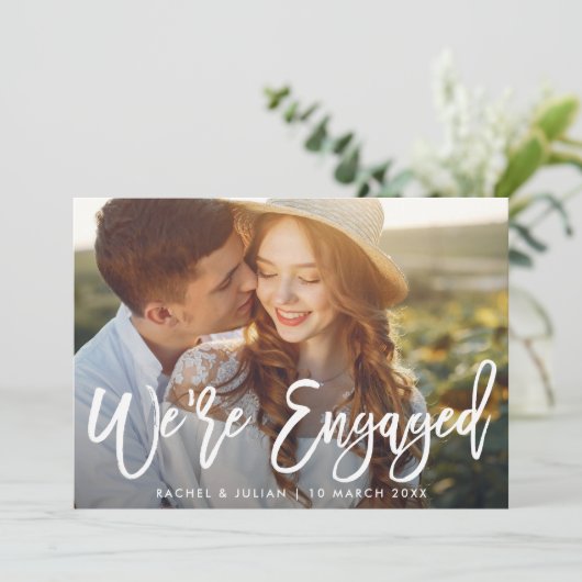 Invitation Fête de fiançailles rustique branchée (Debout devant)