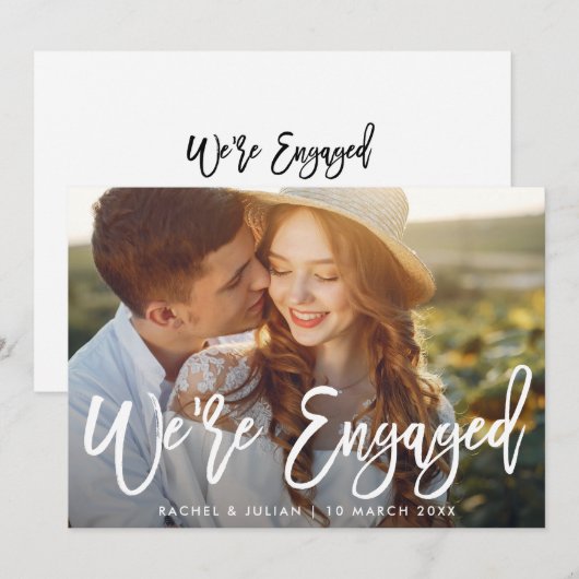 Invitation Fête de fiançailles rustique branchée (Devant / Derrière)