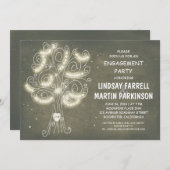 Invitation fête de fiançailles rustique de l'arbre à cordes (Devant / Derrière)