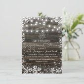 Invitation Fête de fiançailles rustique flocons de neige lumi (Debout devant)