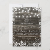 Invitation Fête de fiançailles rustique flocons de neige lumi (Devant)