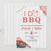 Invitation Fête de fiançailles rustique 'Je fais du BBQ' (Devant / Derrière)