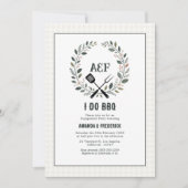 Invitation Fête de fiançailles Rustique Monogramme Je Fais un (Devant)