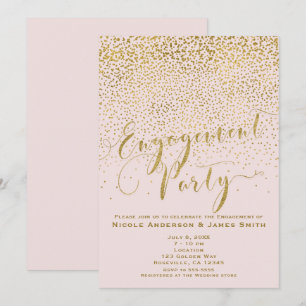 Invitation FÊTE DE FIANÇAILLES Shower Blush Rose & Confettis