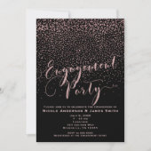 Invitation FÊTE DE FIANÇAILLES Shower Rose noire dorée Confet (Devant)