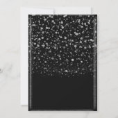Invitation Fête de fiançailles Silver & Black Confetti Splatt (Dos)