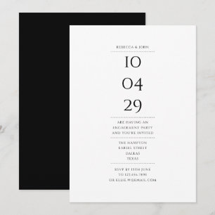 Invitation Fête de fiançailles simple moderne noir et blanc