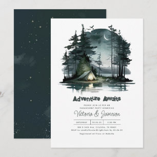 Invitation Fête de fiançailles sous les étoiles, aventure en