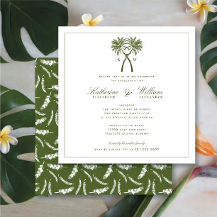 Invitation Fête de fiançailles sur la plage avec monogramme d
