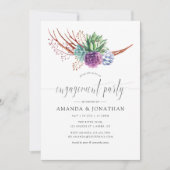 Invitation Fête de fiançailles sur le thème des succulentes d (Devant)