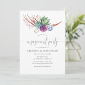 Invitation Fête de fiançailles sur le thème des succulentes d (Debout devant)
