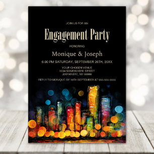Invitation Fête de fiançailles sur un paysage urbain