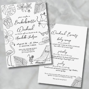 Invitation Fête de Fiançailles sur une Plage Tropicale Dessin