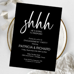 Invitation Fête de fiançailles surprise calligraphie chic