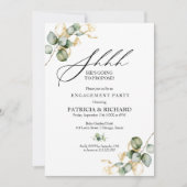 Invitation Fête de fiançailles surprise de verdure dorée (Devant)