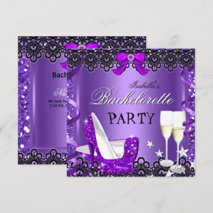 Invitation Fête de Fiançailles Talon Haut Champagne Violet