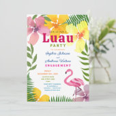 Invitation Fête de fiançailles Tropical Luau (Debout devant)