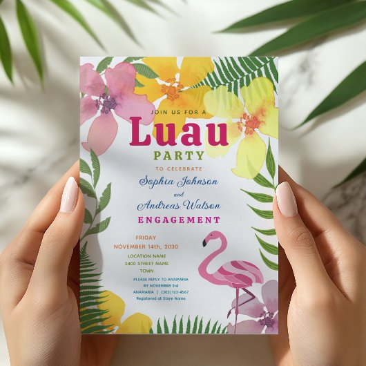Invitation Fête de fiançailles Tropical Luau